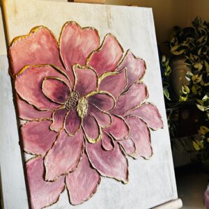 Blush Bloom – Textured Floral Acrylic on Canvas