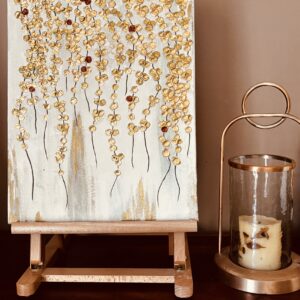 Golden Cascade – Textured Floral Acrylic on Canvas