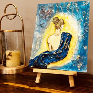 Grace in Blue – Handcrafted Textured Figurative Art on Canvas